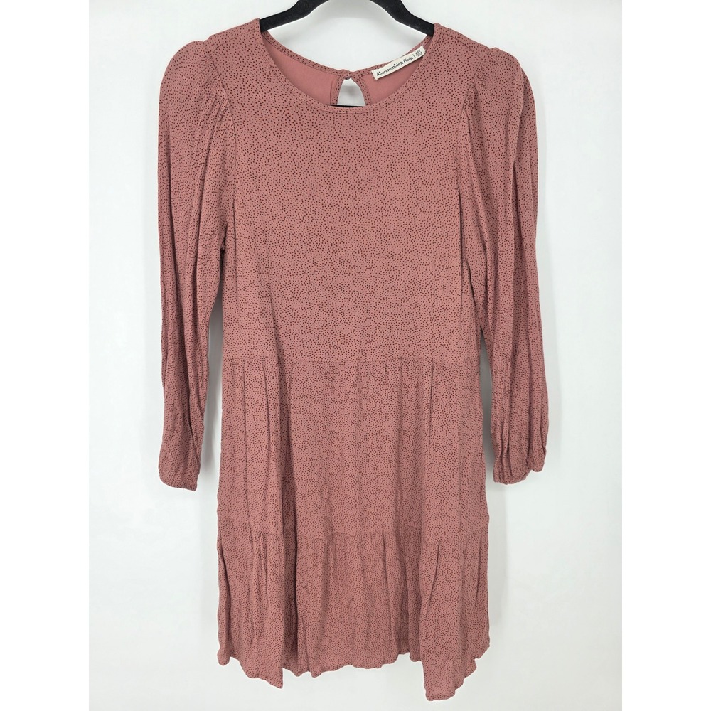 Abercrombie & Fitch Women XST Dusty Rose Polka Dot Tiered Babydoll Mini Dress